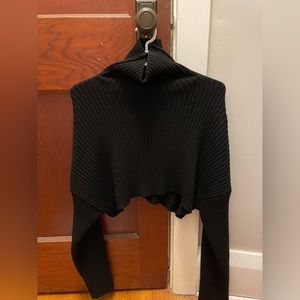 Zara Cropped Black Turtleneck Sweater